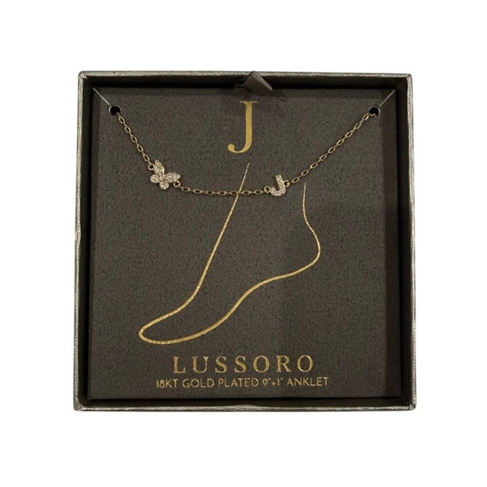 Lussoro Butterfly 'J' Anklet in Gold​